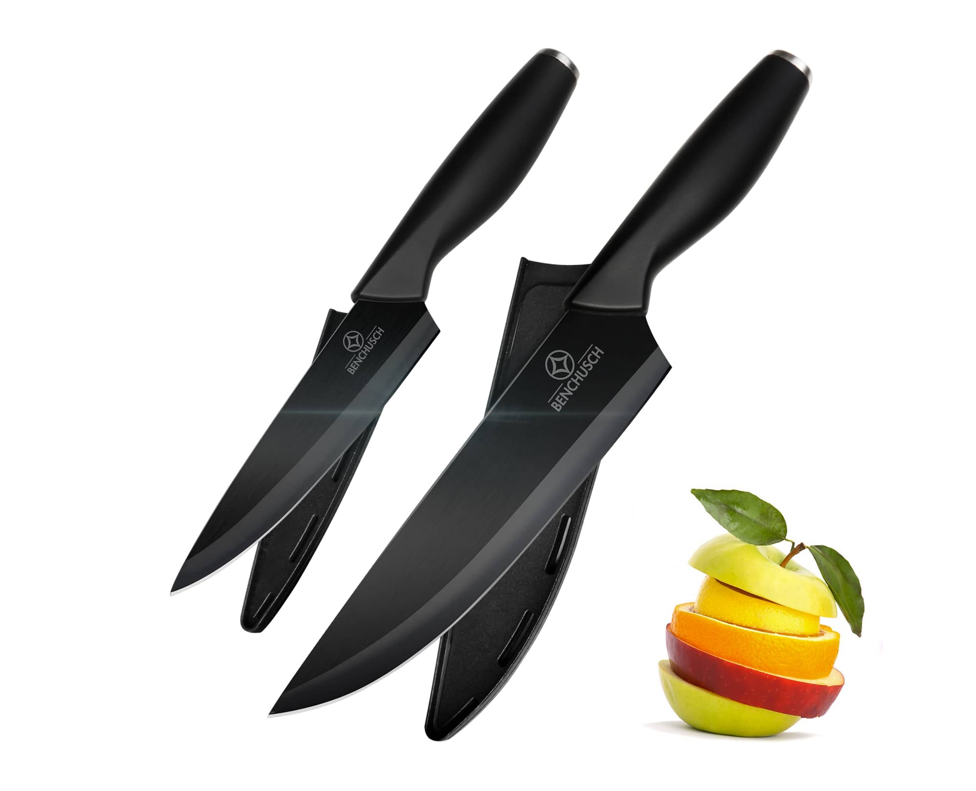 Benchmark Steak Knife Set Rubber Handles Zirconia Ceramic Blades