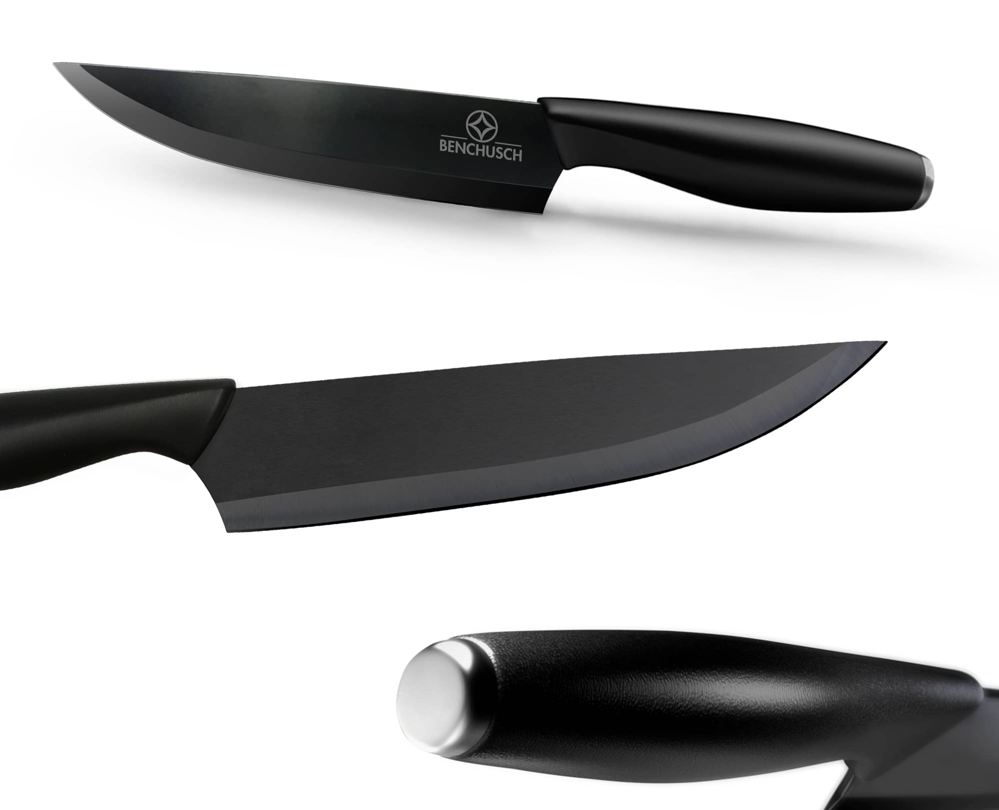 Benchmark Steak Knife Set Rubber Handles Zirconia Ceramic Blades