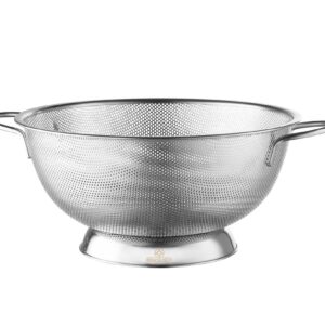 Benchusch Premium Stainless Steel Colander (5 Quart) with Riveted Handles, and precision 1.4mm drainage holes
