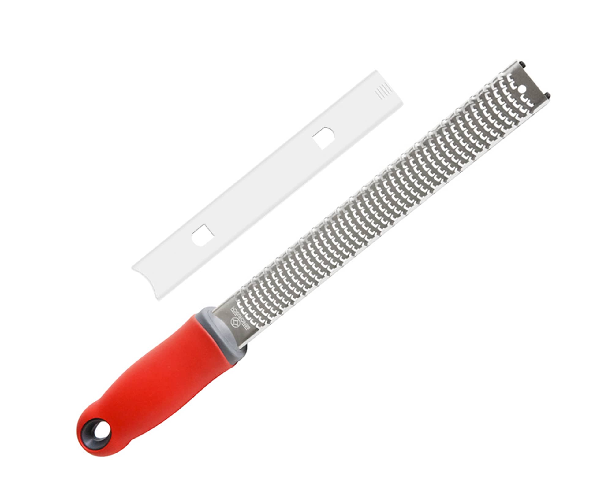 Benchusch Classic Red Cheese Grater with 18/8 Stainless Steel Razor Shape Blade, PP protective cover and Silicone Handle