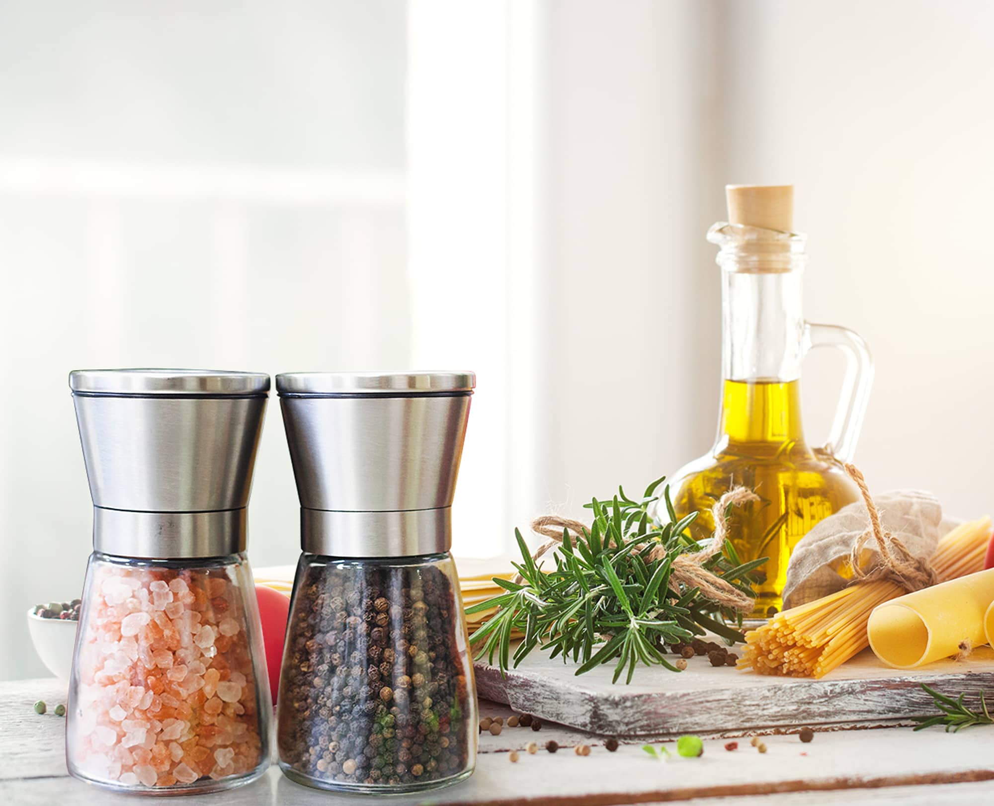 Electric Salt and Pepper Grinder Set -Battery Operated Stainless