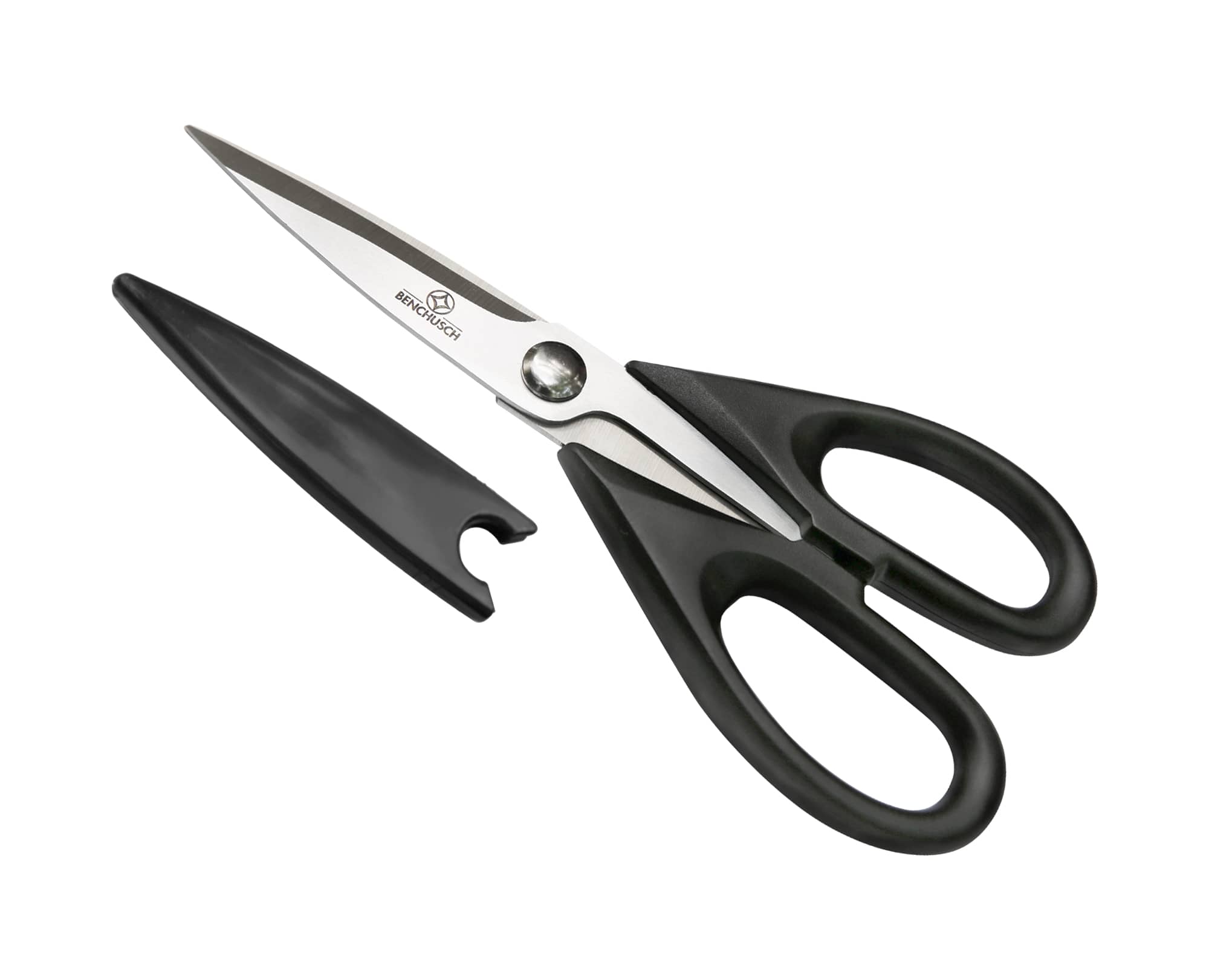 Benchusch Heavy Duty Kitchen Shears, black color with stainless steel blade, PP handles and cover