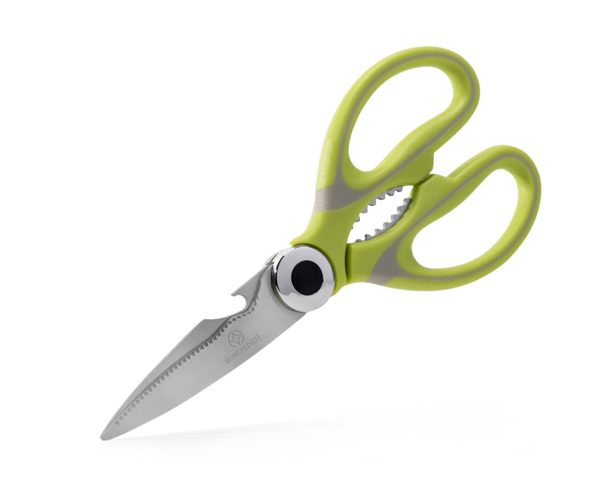 Another view of Benchusch Multipurpose Kitchen Shears, green color with stainless steel blade, PP handles