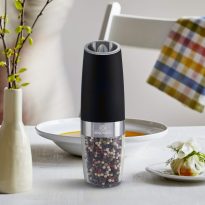 Benchusch Classic Electric Gravity Grinder with Pepper on the dinning table